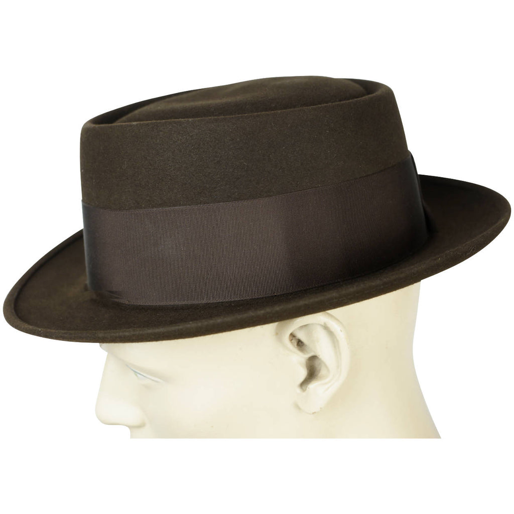 Vintage Adam Pork Pie Hat 1940s 50s Flat Fedora Style 7 1/4 - Poppy's Vintage Clothing