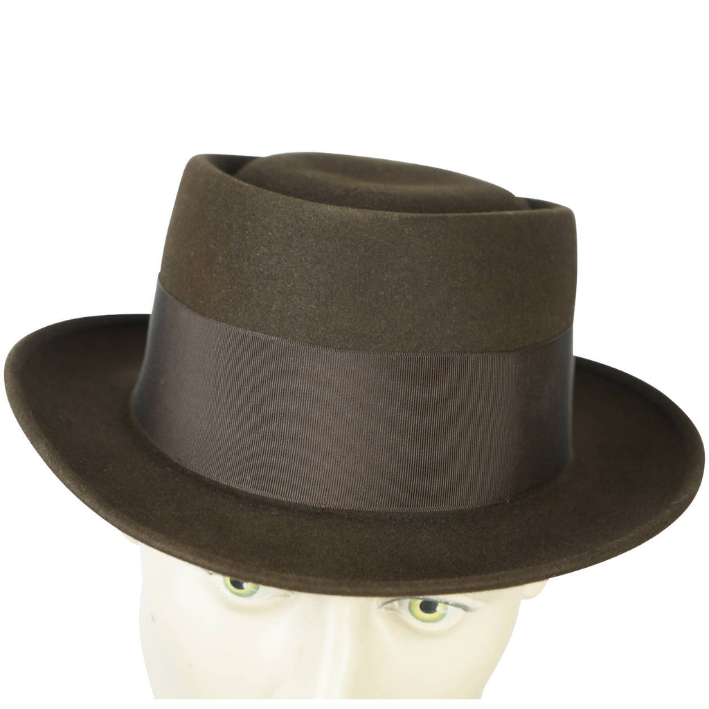 Vintage Adam Pork Pie Hat 1940s 50s Flat Fedora Style 7 1/4 - Poppy's Vintage Clothing