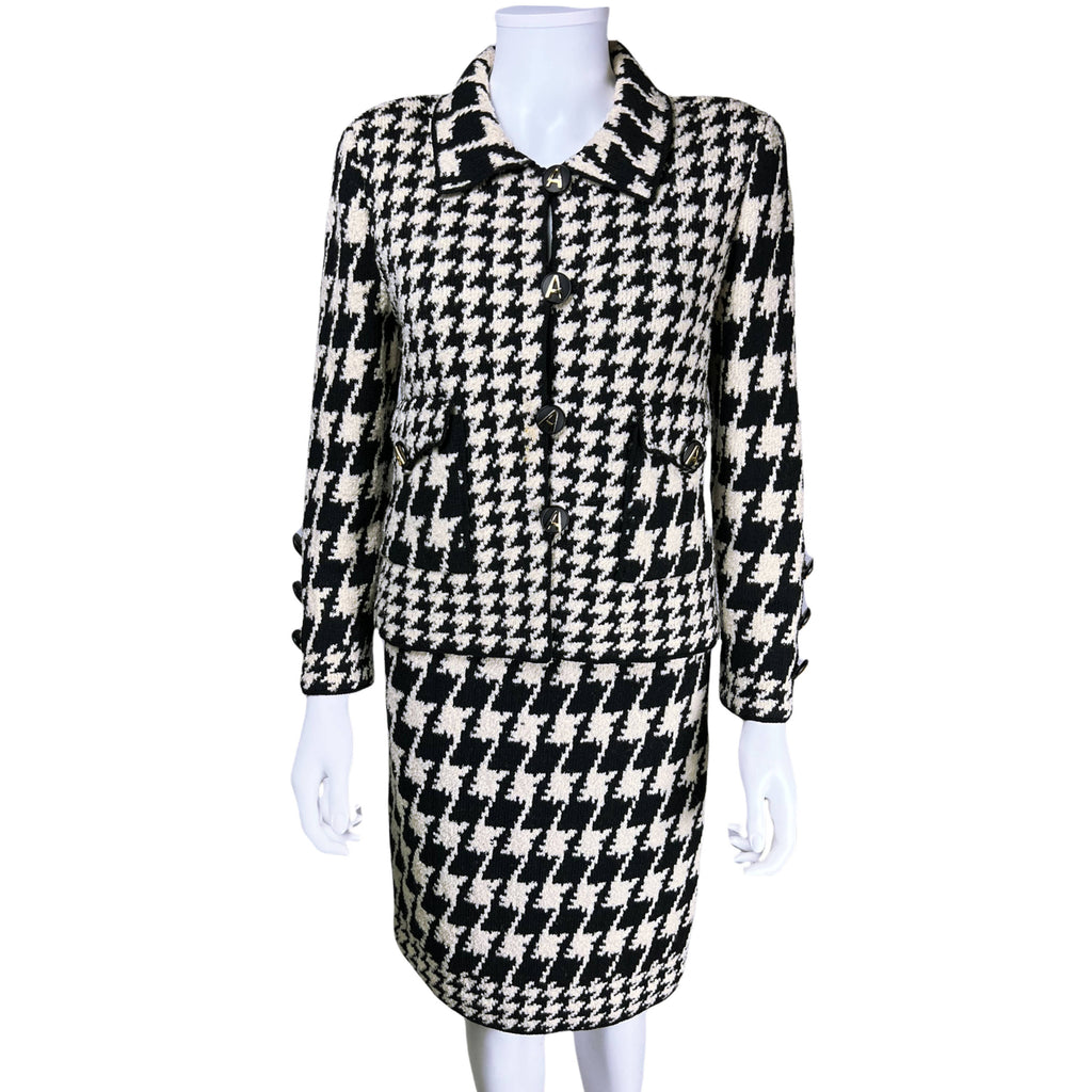 Vintage 1980s Ladies Suit Knit Wool Adolfo at Saks 5th Ave M