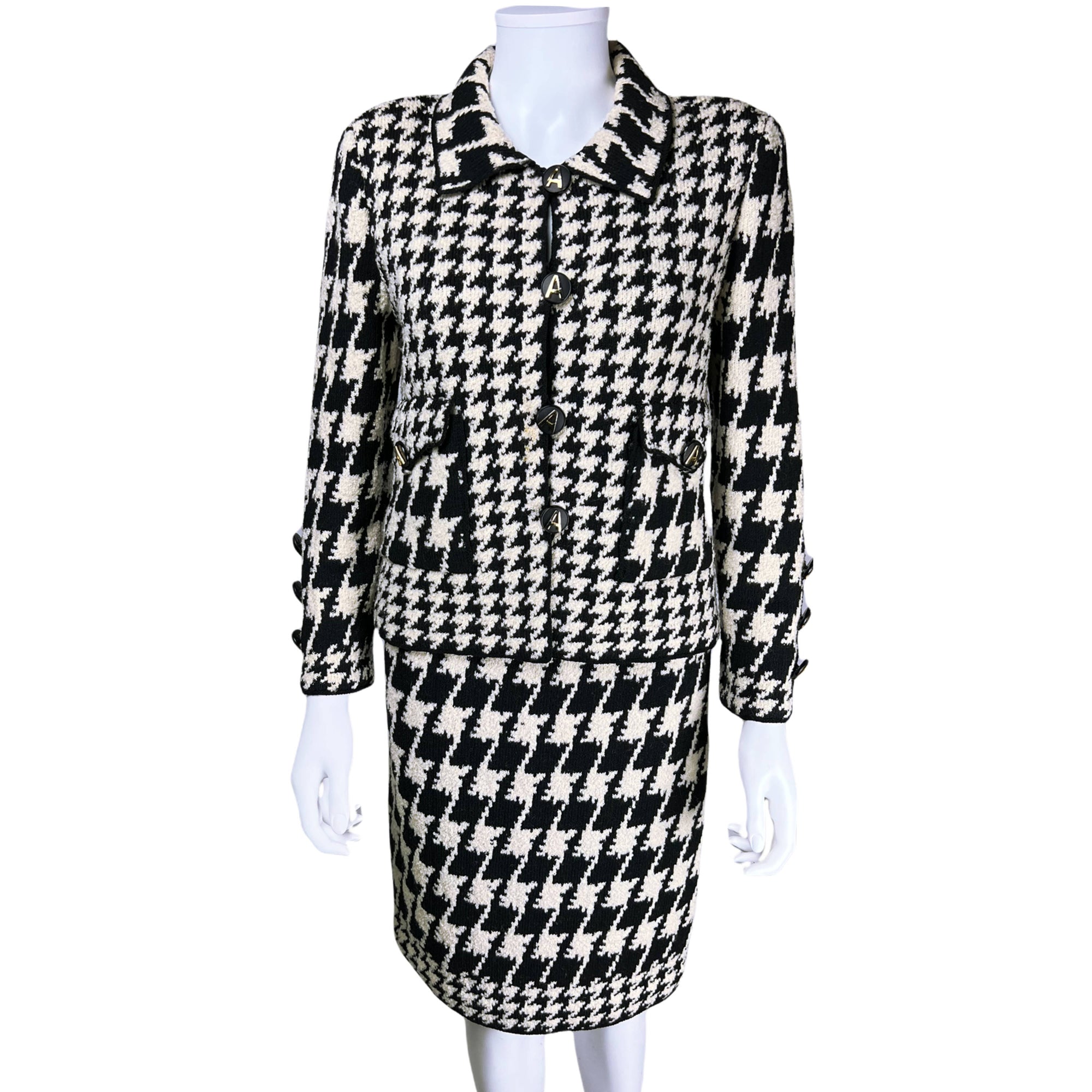 Vintage 1980s Ladies Suit Knit Wool Adolfo at Saks 5th Ave M