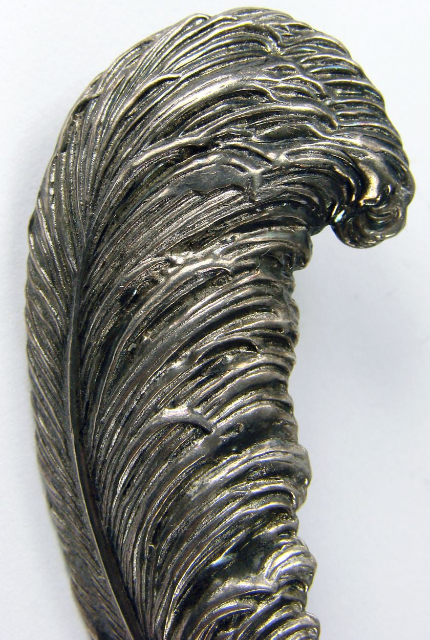 Sterling Silver Feather Quill Brooch 1940s Adorna - Poppy's Vintage Clothing