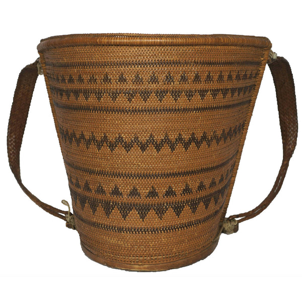 Dayak Tribe Baby Carrier Borneo Indonesia Mid 20th Century Woven Rattan Basket - Poppy's Vintage Clothing
