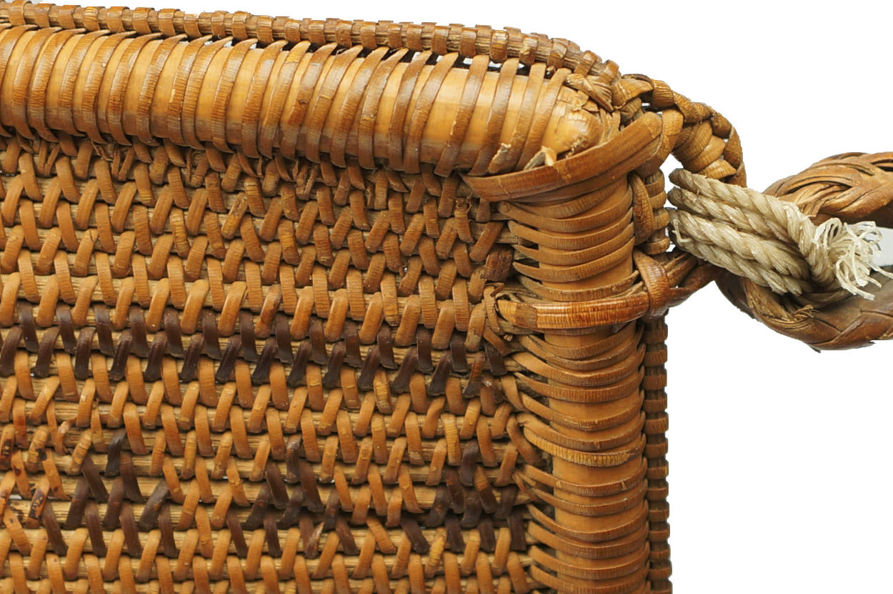 Dayak Tribe Baby Carrier Borneo Indonesia Mid 20th Century Woven Rattan Basket - Poppy's Vintage Clothing