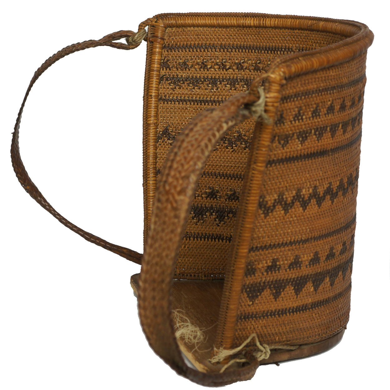 Dayak Tribe Baby Carrier Borneo Indonesia Mid 20th Century Woven Rattan Basket - Poppy's Vintage Clothing