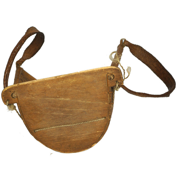Primitive Wood Basket Carrier with Leather Handle - Ruby Lane