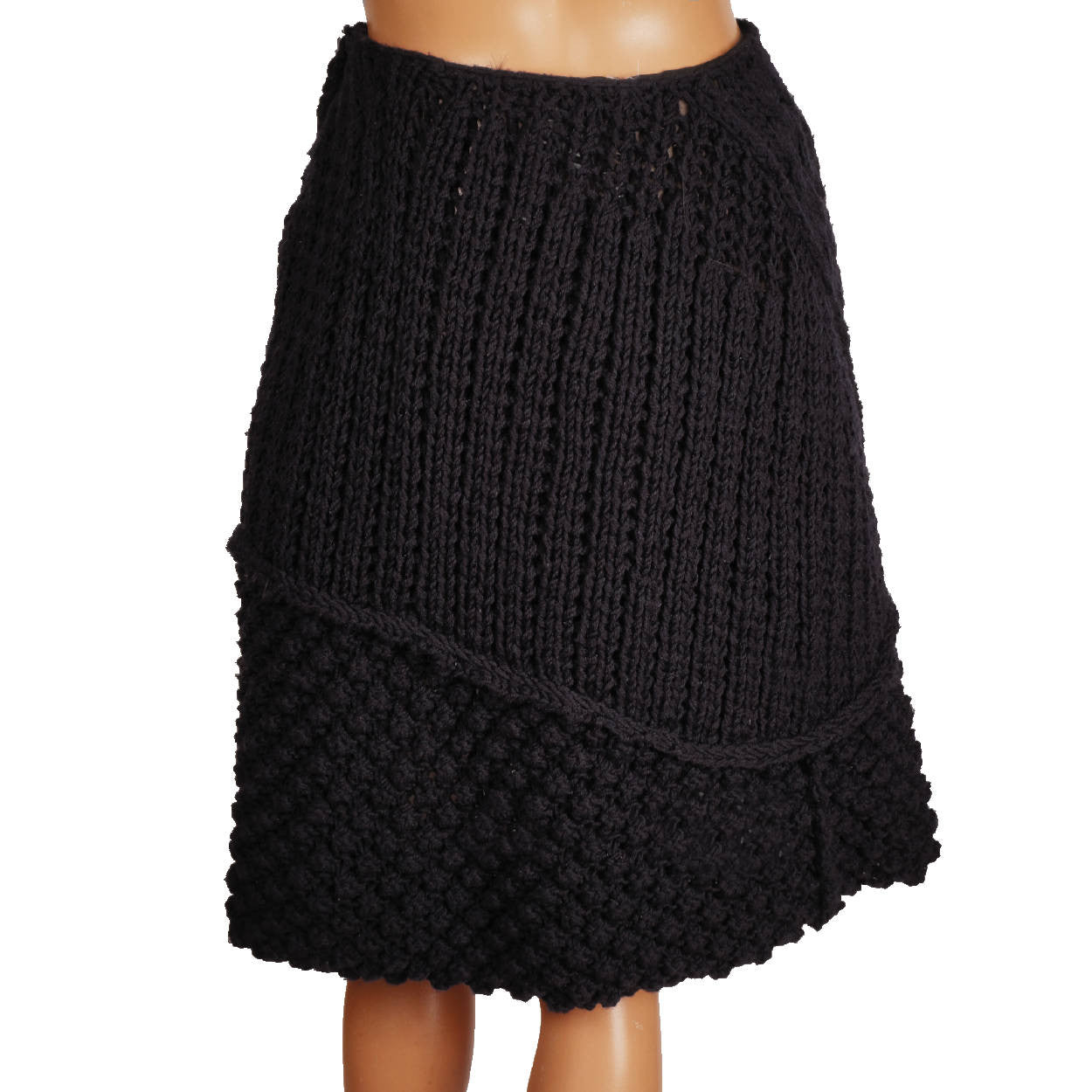 Alberta Ferretti Navy Blue Knit Skirt - Poppy's Vintage Clothing