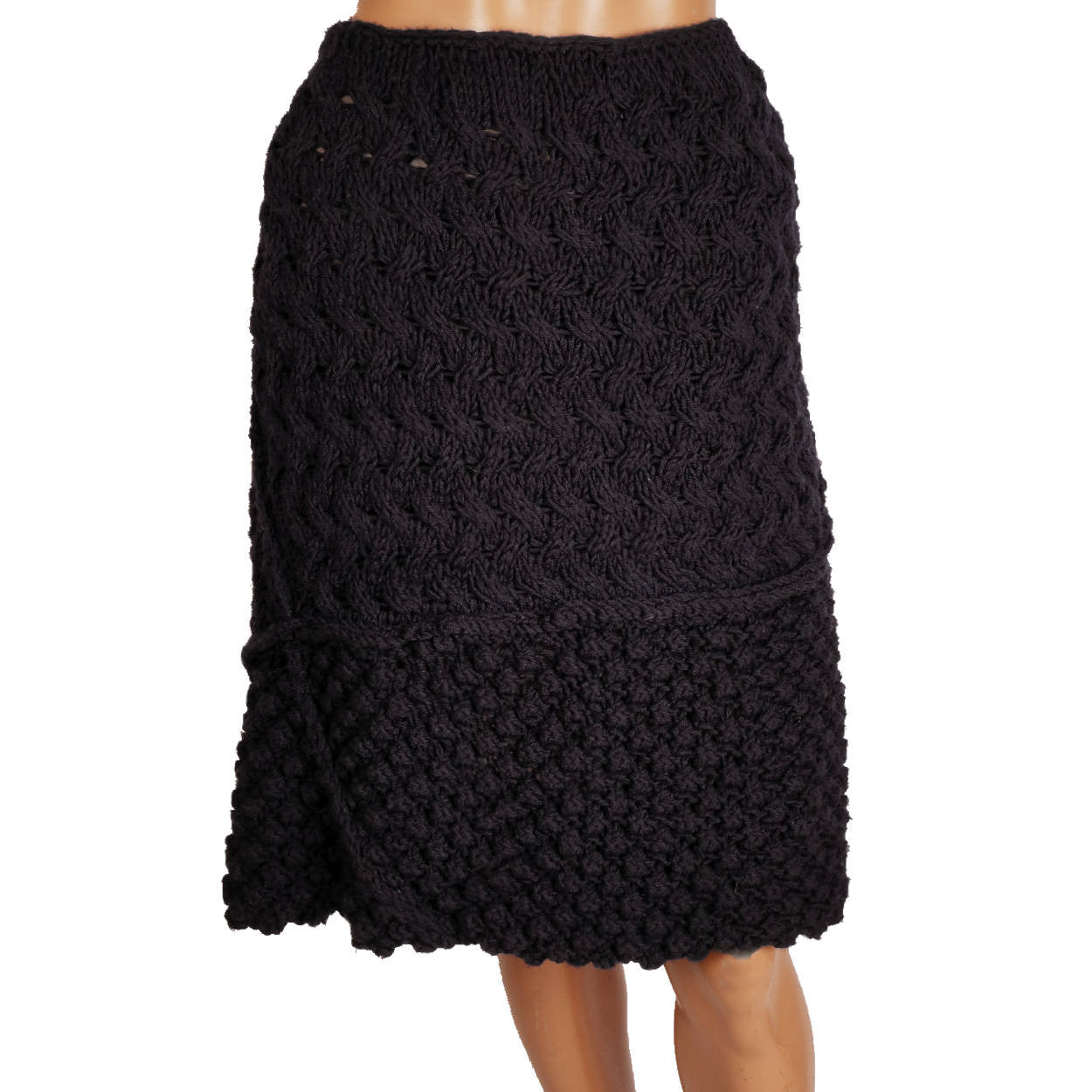 Alberta Ferretti Navy Blue Knit Skirt - Poppy's Vintage Clothing