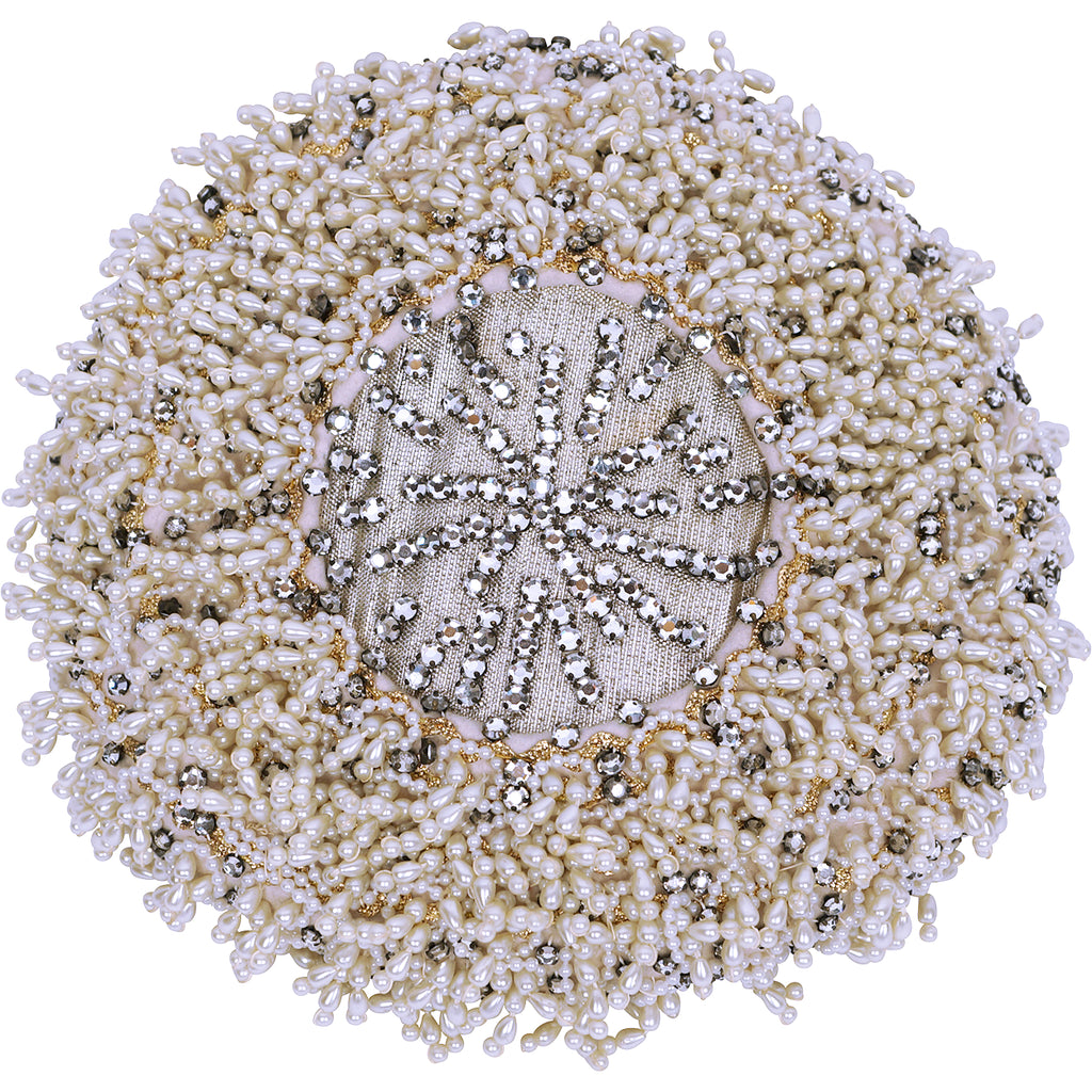 Vintage 1950s Cocktail Hat Beaded w Pearls &amp; Rhinestones Alfreda Paris New York - Poppy's Vintage Clothing