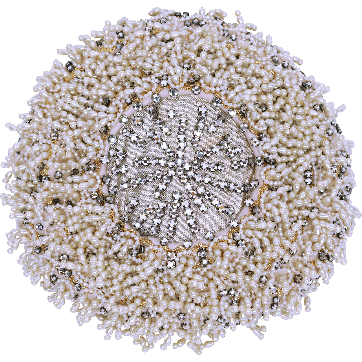 Vintage 1950s Cocktail Hat Beaded w Pearls &amp; Rhinestones Alfreda Paris New York - Poppy's Vintage Clothing