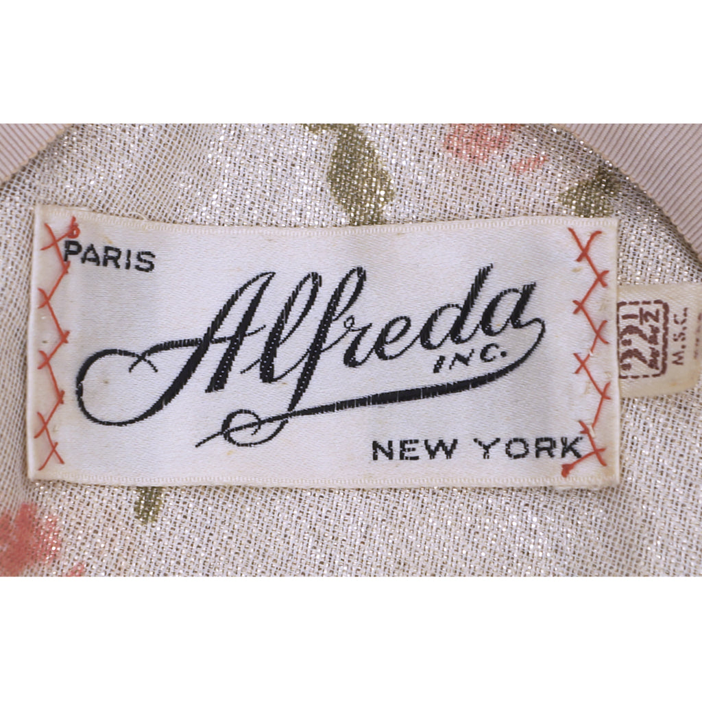 Vintage 1950s Cocktail Hat Beaded w Pearls &amp; Rhinestones Alfreda Paris New York - Poppy's Vintage Clothing