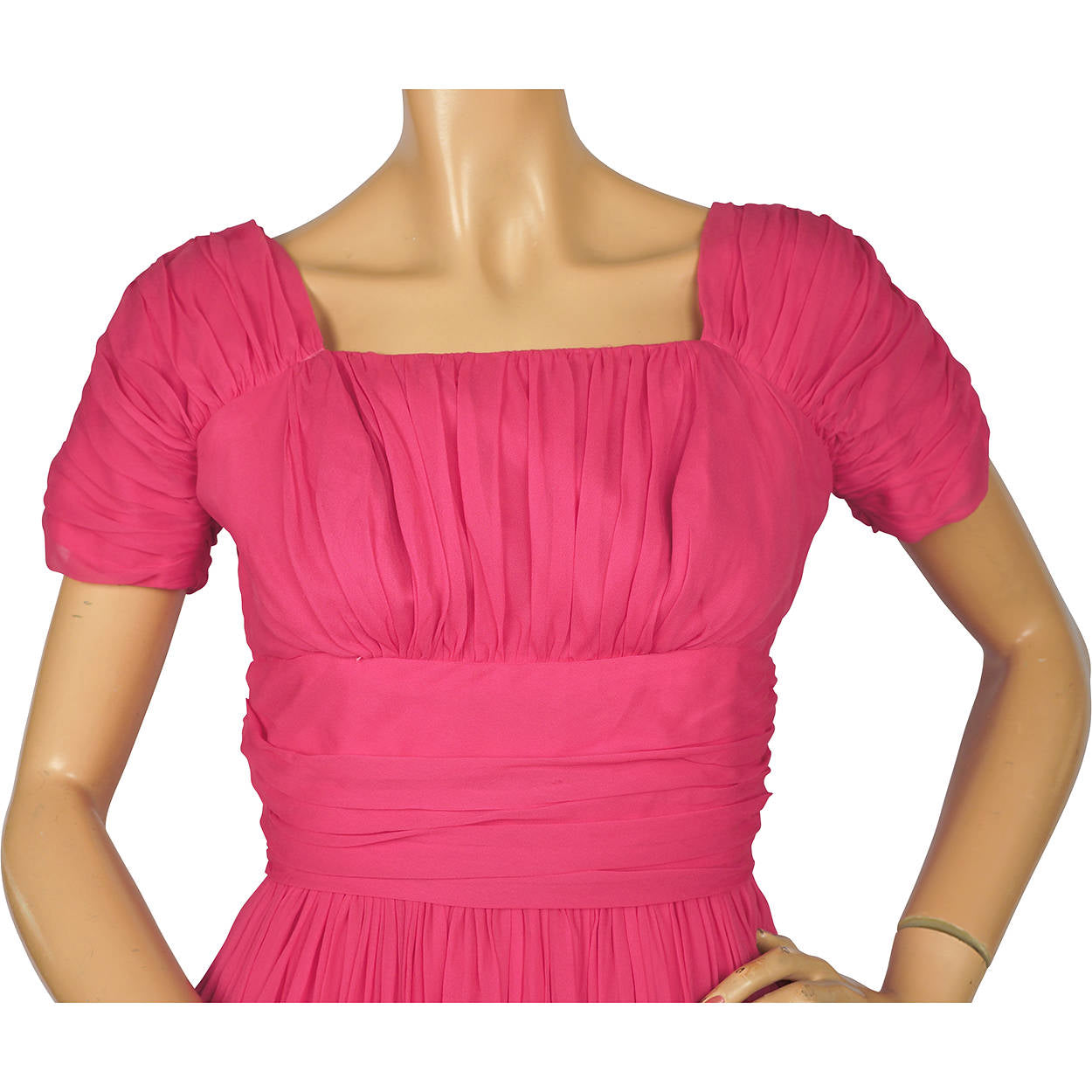 Vintage 1950s 60s Pink Chiffon Party Dress Algo Size M - Poppy's Vintage Clothing