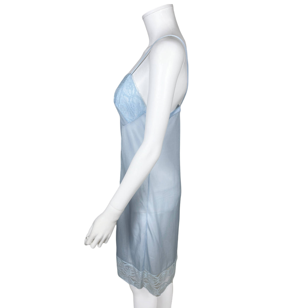 Vintage 1960s Blue Sheer Nylon Slip Alpe Italy Size Medium