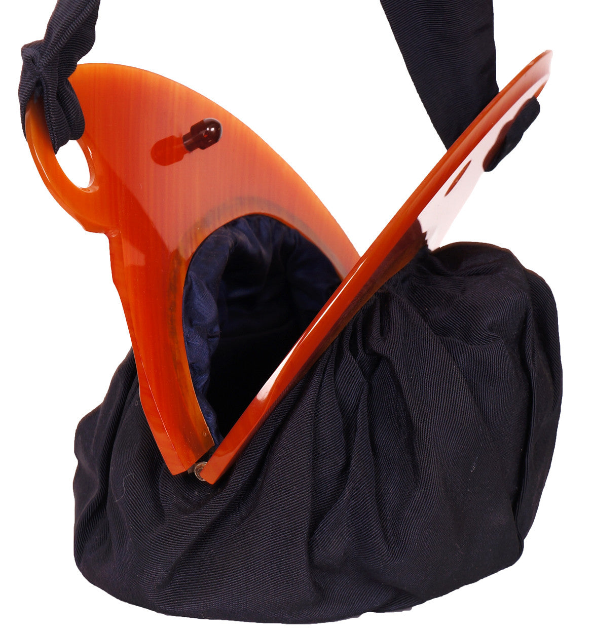 SOLD Vintage 1940s Amber Catalin Bakelite Clasp Corde Handbag Purse - Poppy's Vintage Clothing