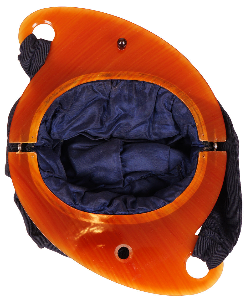 SOLD Vintage 1940s Amber Catalin Bakelite Clasp Corde Handbag Purse - Poppy's Vintage Clothing