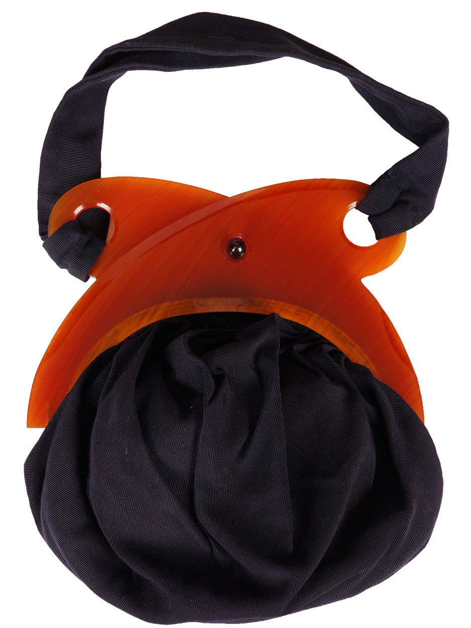 SOLD Vintage 1940s Amber Catalin Bakelite Clasp Corde Handbag Purse - Poppy's Vintage Clothing