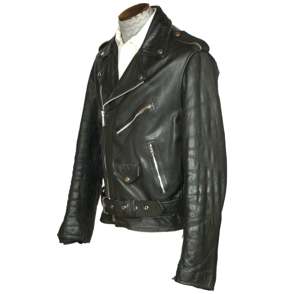 Vintage 1960s Leather Motorcycle Jacket Amer Sport Montreal Size 42 - Poppy's Vintage Clothing
