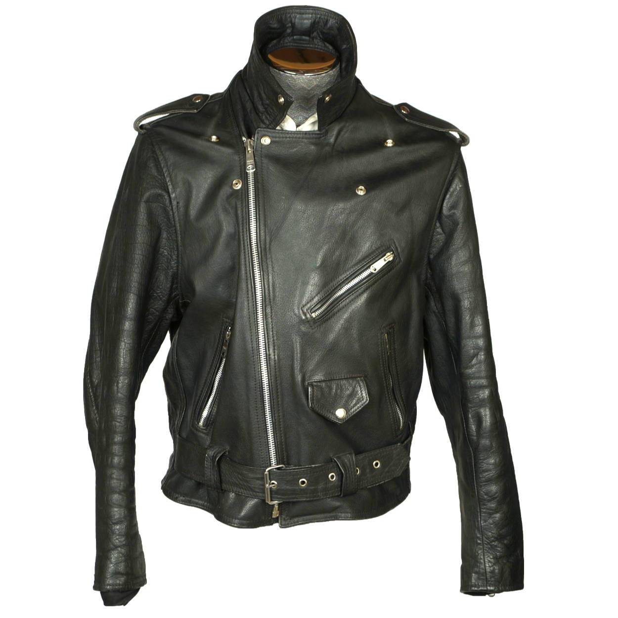 Vintage 1960s Leather Motorcycle Jacket Amer Sport Montreal Size 42 - Poppy's Vintage Clothing