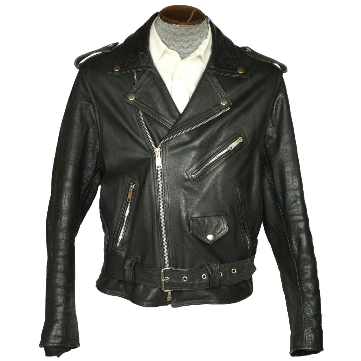 Classic Black Leather Biker Jacket - The Vintage Leather