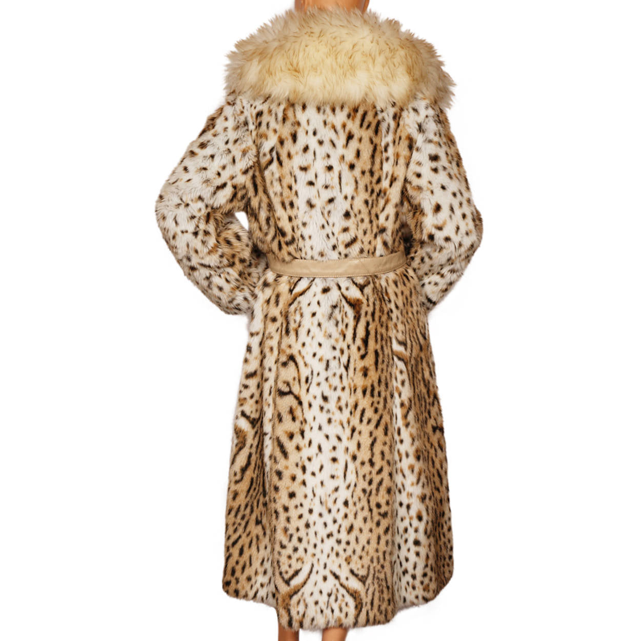 Vintage Faux Fur Leopard Print Coat 1970s American Hustle Style Ladies Size M - Poppy's Vintage Clothing