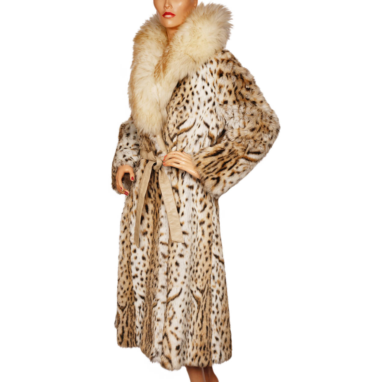 Vintage Faux Fur Leopard Print Coat 1970s American Hustle Style Ladies Size M - Poppy's Vintage Clothing