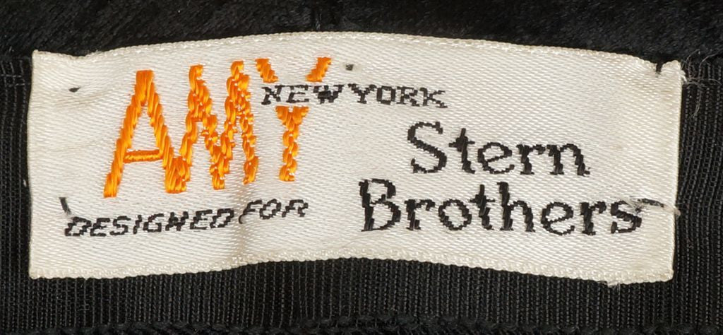 Vintage 1950s Black Panne Velvet Hat Amy New York  S / M - Poppy's Vintage Clothing