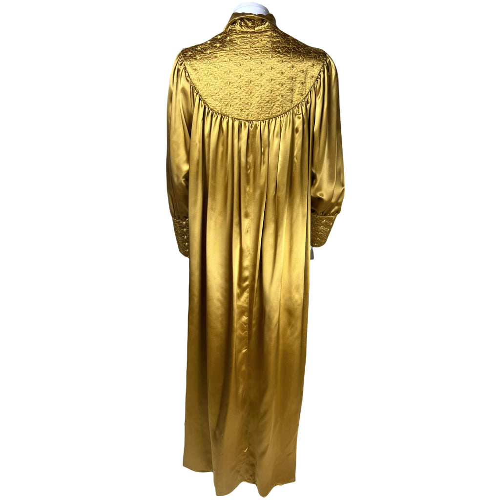Vintage 1950s Dressing Gown Gold Satin Robe Ann Gordon Sz L