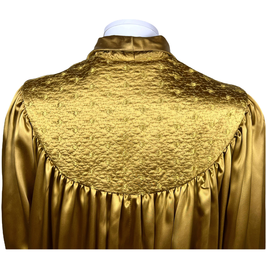 Vintage 1950s Dressing Gown Gold Satin Robe Ann Gordon Sz L