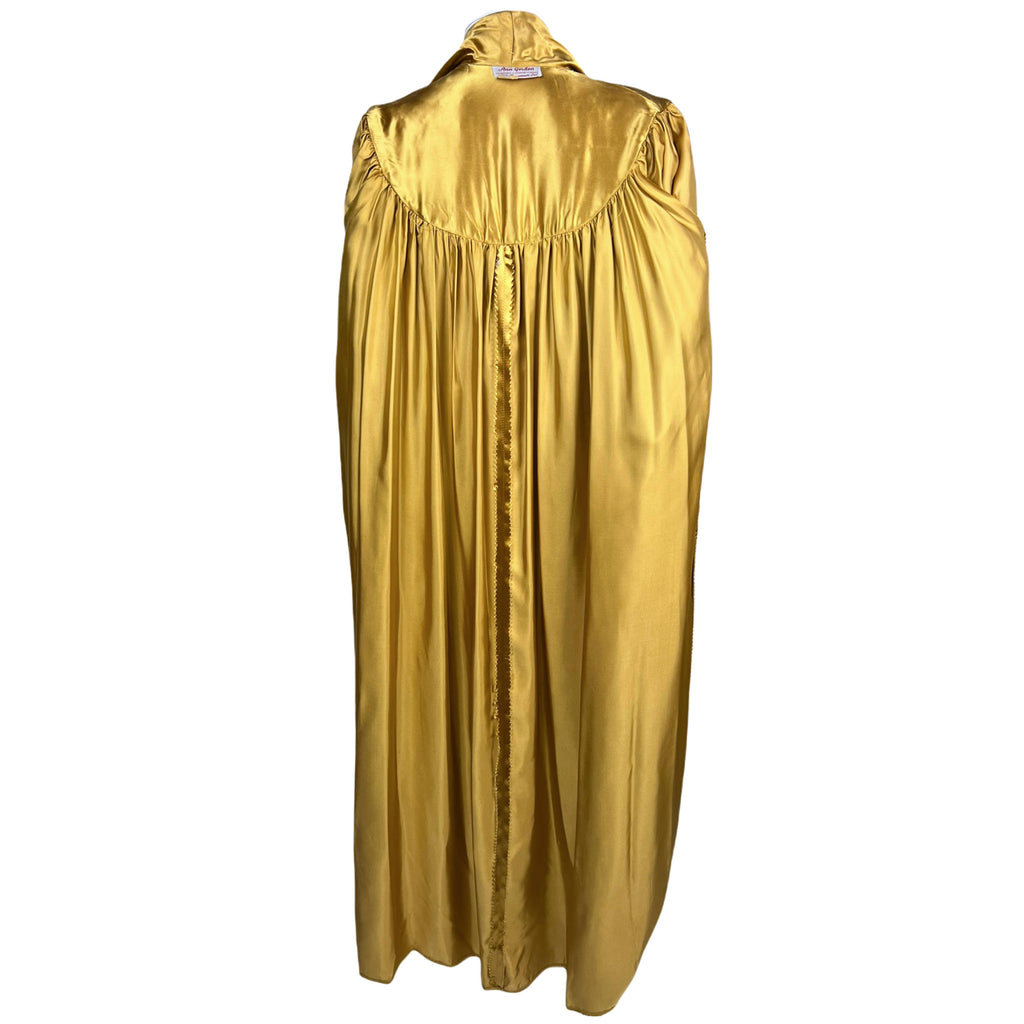 Vintage 1950s Dressing Gown Gold Satin Robe Ann Gordon Sz L