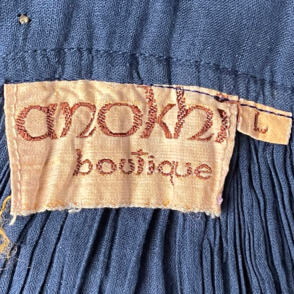 Vintage 1970s Anokhi Indian Dress Pleated Cotton Gauze Sz L