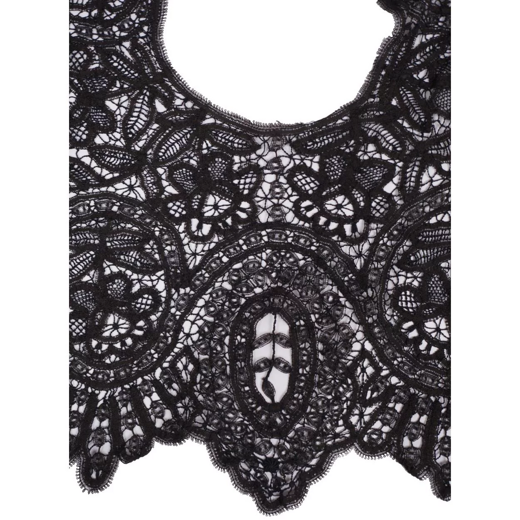 Antique Victorian Black Lace Collar - Bobbin Lace - Poppy's Vintage Clothing