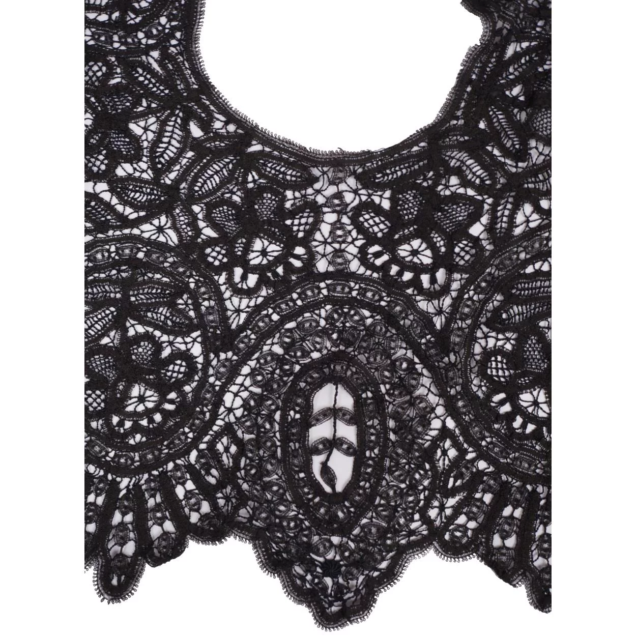 Antique Victorian Black Lace Collar - Bobbin Lace - Poppy's Vintage Clothing
