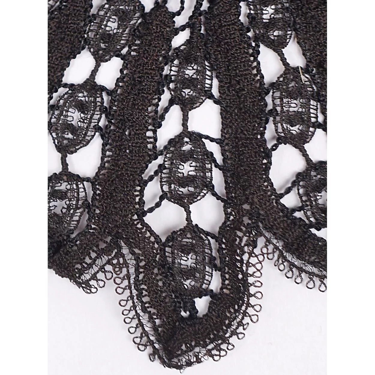 Antique Victorian Black Lace Collar - Bobbin Lace - Poppy's Vintage Clothing