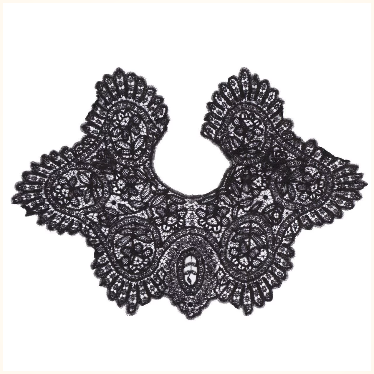 Antique Victorian Black Lace Collar - Bobbin Lace