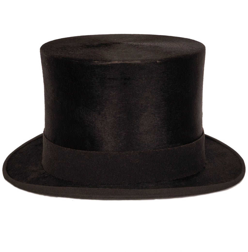 Antique Victorian Mens English Silk Plush Top Hat Medium 7 1/8 - Poppy's Vintage Clothing