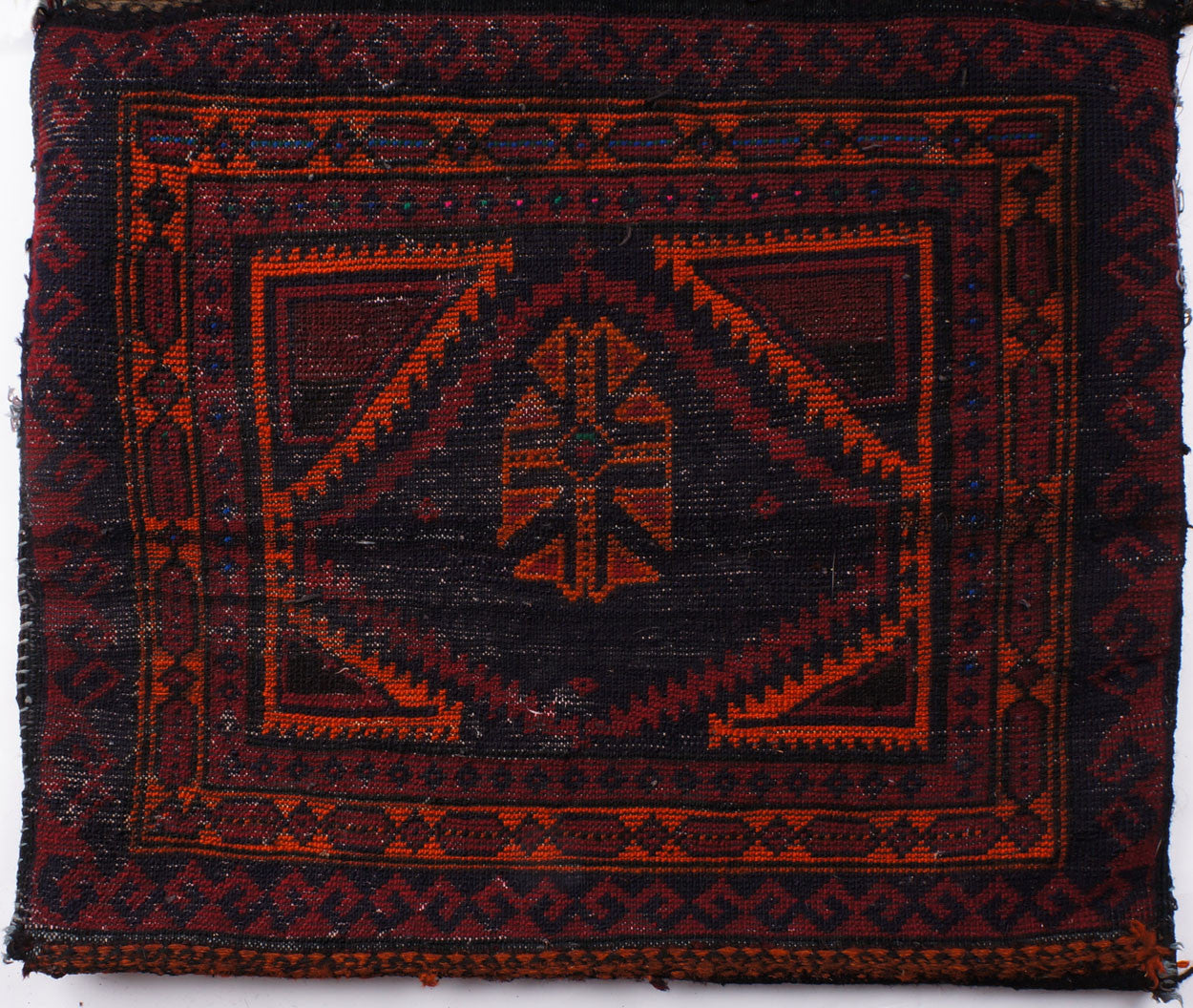 Antique Tribal Kilim Carpet Timuri Baluch Khorjun Saddle Bag Hand Knotted Wool - Poppy's Vintage Clothing