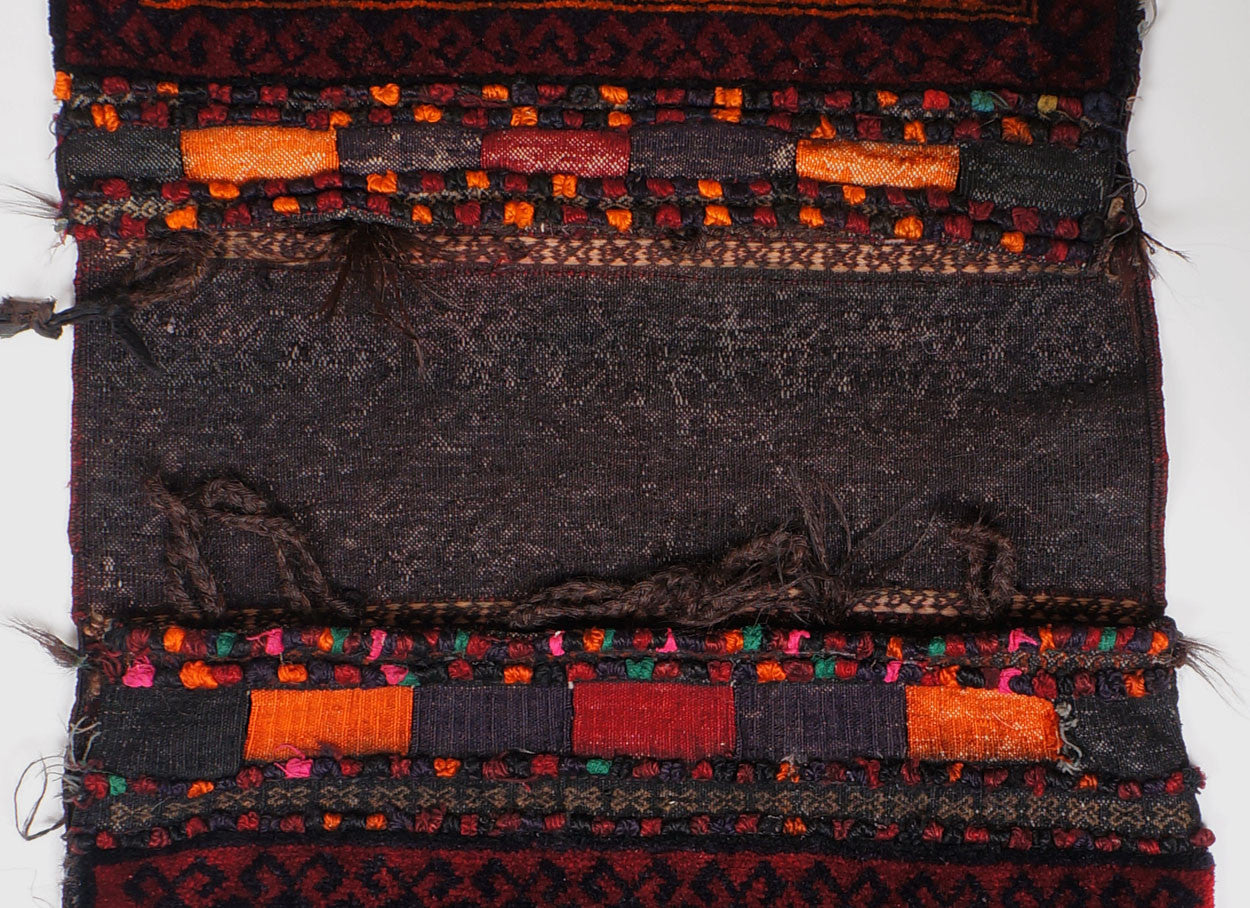Antique Tribal Kilim Carpet Timuri Baluch Khorjun Saddle Bag Hand Knotted Wool - Poppy's Vintage Clothing