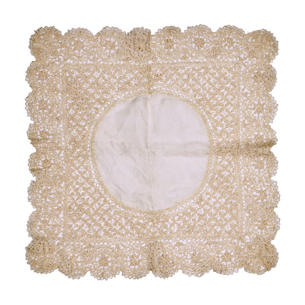 Antique Maltese Silk Lace Wedding Handkerchief Fine &amp; Gorgeous Hankie - Poppy's Vintage Clothing