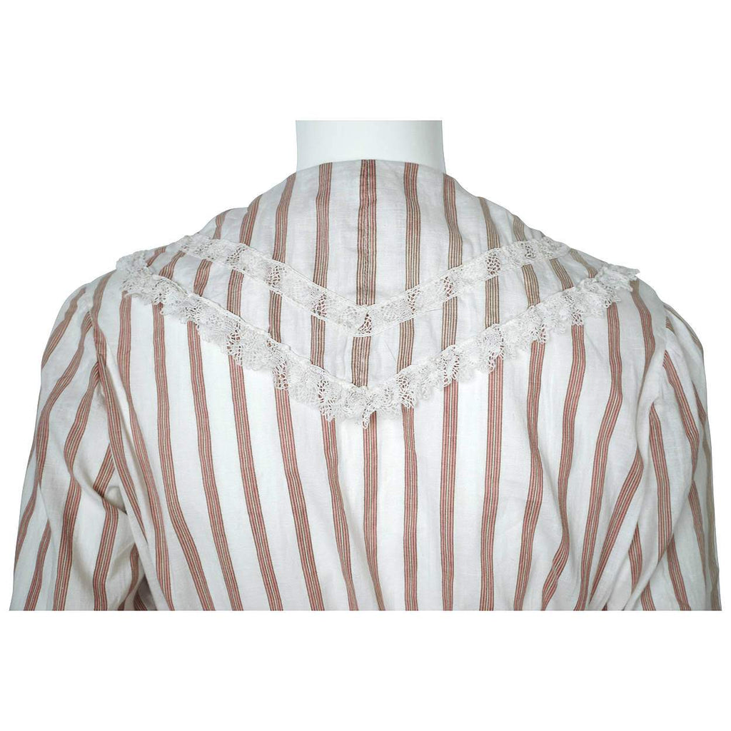 1910s Antique Striped Cotton Day Dress circa 1914 - Poppy's Vintage Clothing