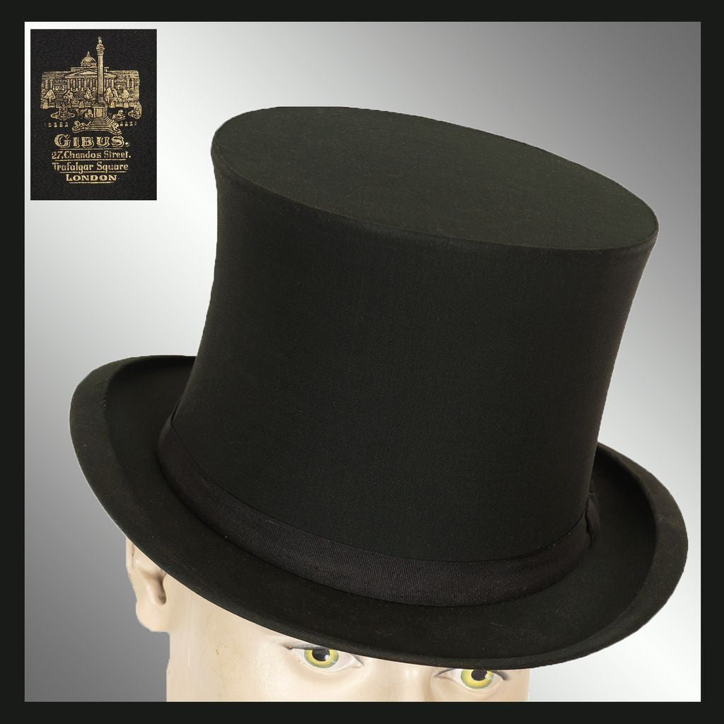 Top Hat Gibus Hat Silk Collapsible Opera Hat Chapeau Claque M 7 1/8 - Poppy's Vintage Clothing