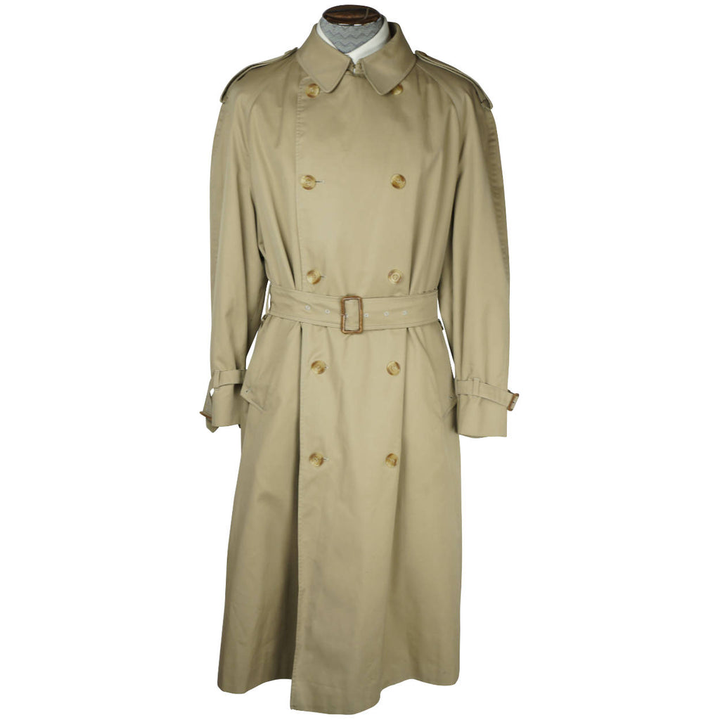 Vintage 70s Aquascutum Trench Coat Raincoat Mens Size XL - Poppy's Vintage Clothing