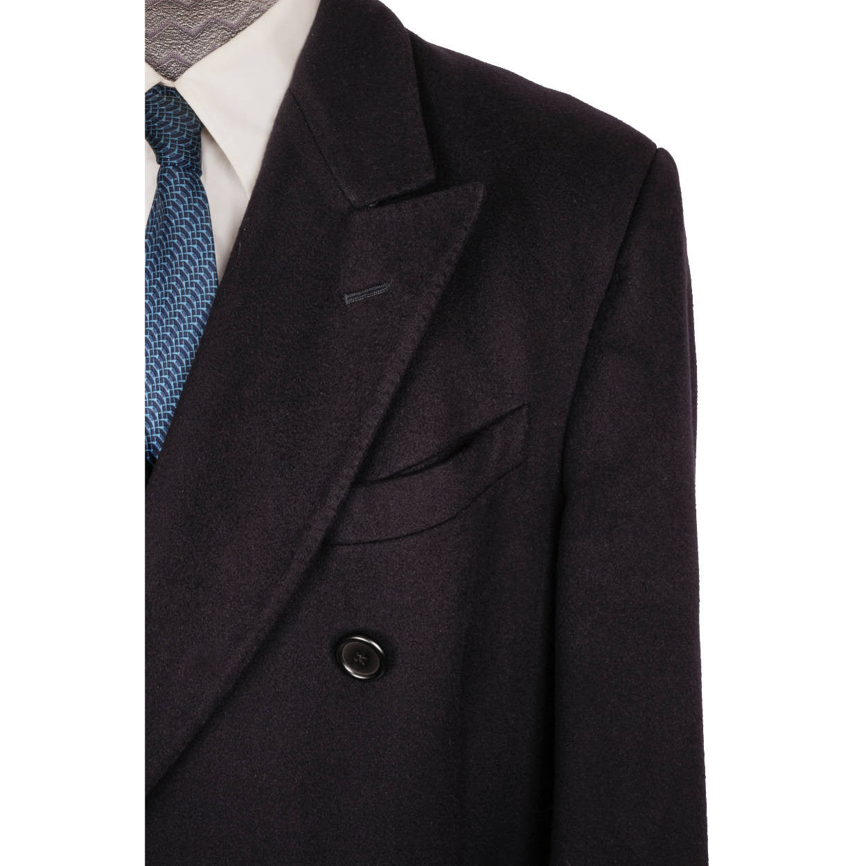 Vintage Aquascutum England Pure Cashmere Overcoat Navy Blue Coat Mens Size L - Poppy's Vintage Clothing