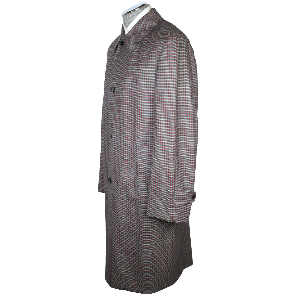 Vintage Rain Coat 60s Aquascutum Check Pattern Mens 42 Tall - Poppy's Vintage Clothing