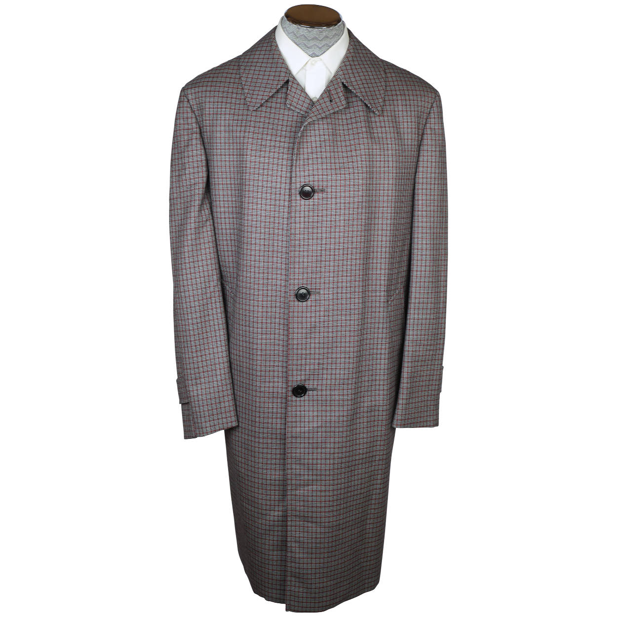 Vintage Rain Coat 60s Aquascutum Check Pattern Mens 42 Tall - Poppy's Vintage Clothing
