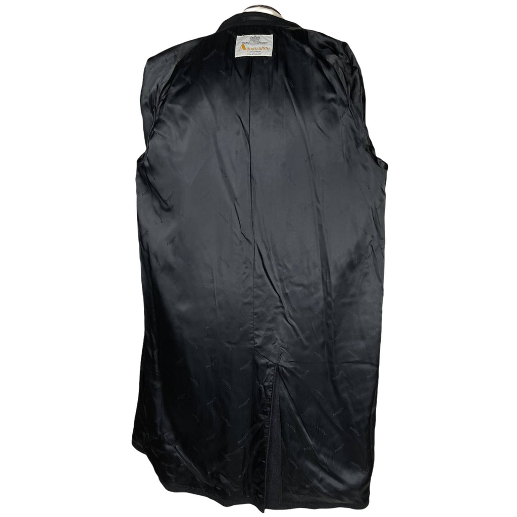 Vintage Aquascutum Overcoat Herringbone Charcoal Wool Size L