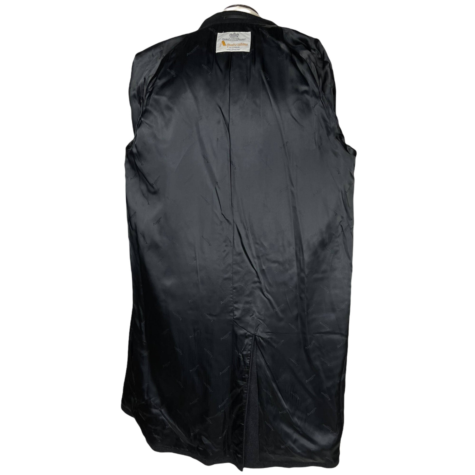 Vintage Aquascutum Overcoat Herringbone Charcoal Wool Size L
