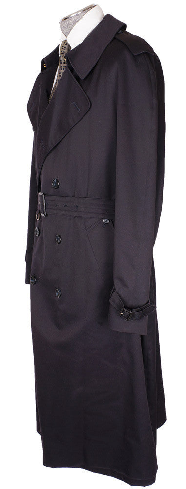 Vintage 1980s Trench Raincoat by Aquascutum - Dark Navy - 44 R - Poppy's Vintage Clothing
