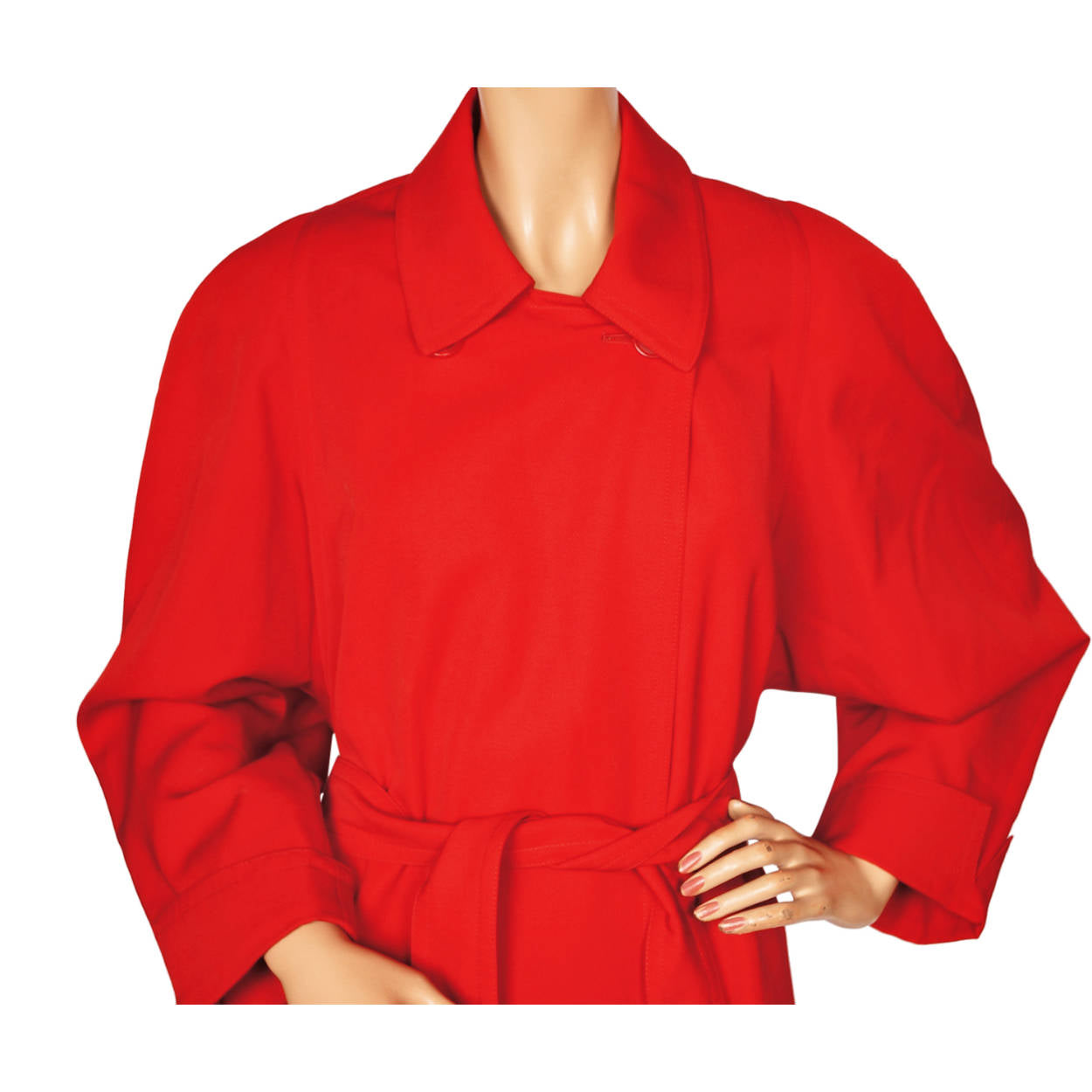 Vintage Aquascutum Raincoat Red Wool Gabardine Ladies Size M 10 - Poppy's Vintage Clothing