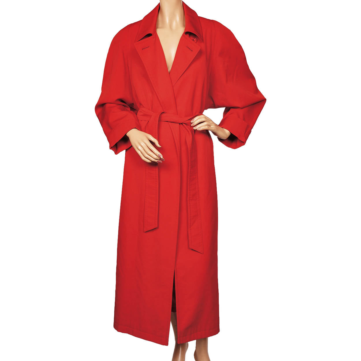 Vintage Aquascutum Raincoat Red Wool Gabardine Ladies Size M 10 - Poppy's Vintage Clothing