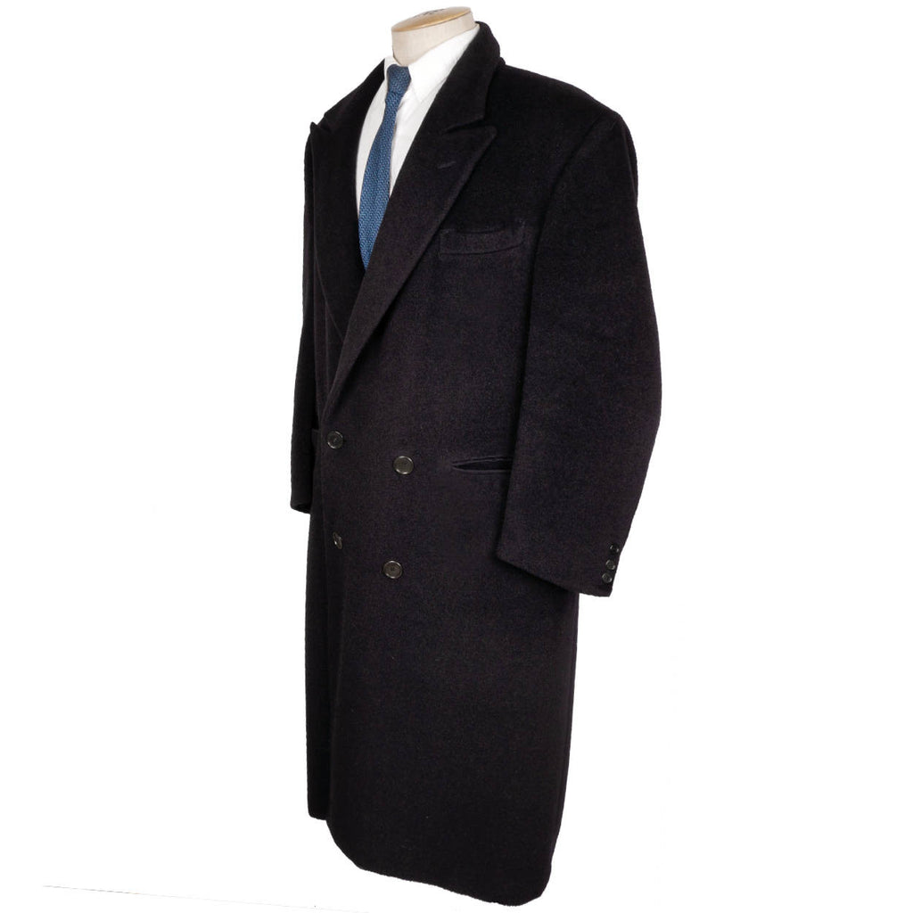 Vintage Giorgio Armani Black Label Overcoat Wool Mens Coat Size L Long Topcoat - Poppy's Vintage Clothing