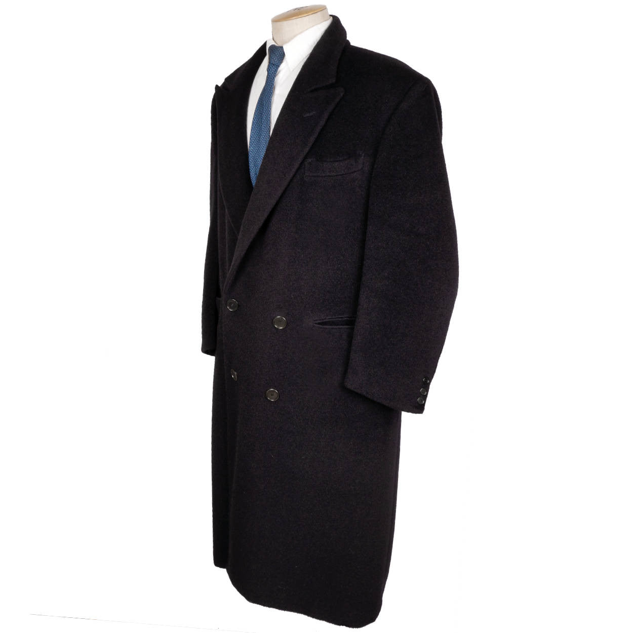 Vintage Giorgio Armani Black Label Overcoat Wool Mens Coat Size L Long Topcoat - Poppy's Vintage Clothing
